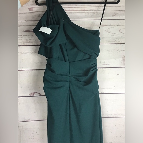 Betsy & Adam One Shoulder Green Dress - 4 - Picture 3 of 6